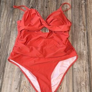 Cupshe Orange swimsuit One piece large cut out lined terracotta NEW